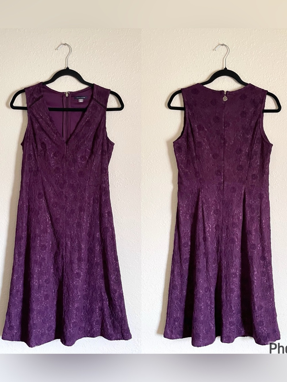 Tommy Hilfiger Purple Floral Sleeveless Lace Dress